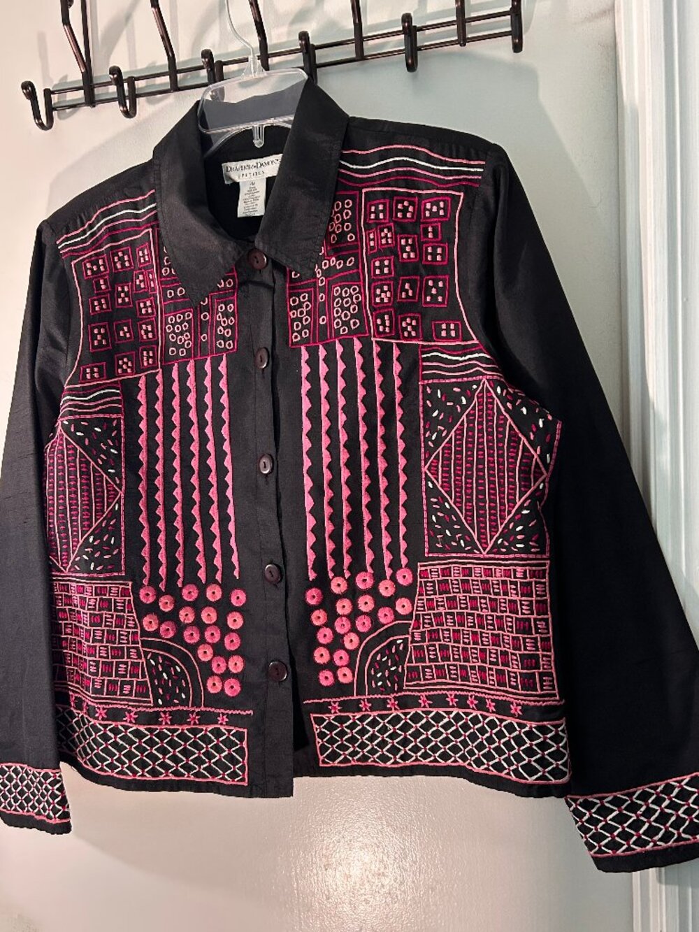 Draper’s & Damon's Petites Silk Blend Embroidered Jacket Blouse PM